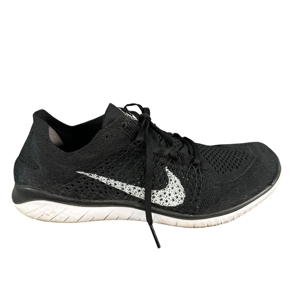 Nike Free RN Flyknit 2018 Black White Running Shoes 942838 Men's Size 9